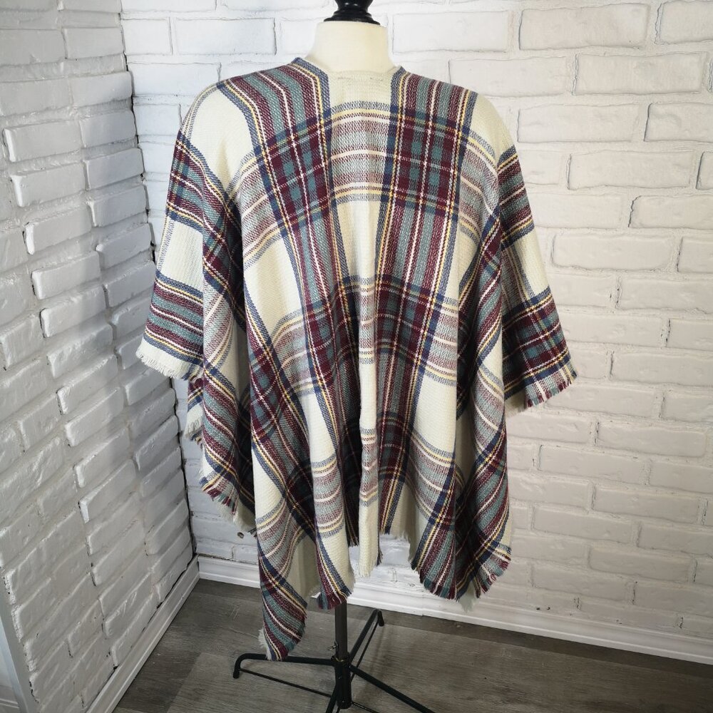 Roots Ladies One Size Fits Most Multi Colored Cape with Toggle Button Closure - Picture 2 of 6